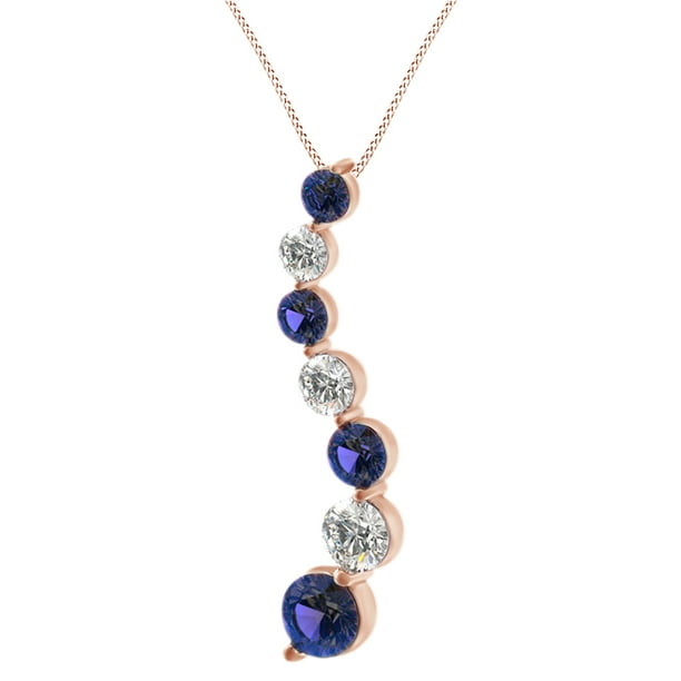 14K White Gold Necklace With Blue Synthetic Cubic Zirconia Sapphires 20 Inches